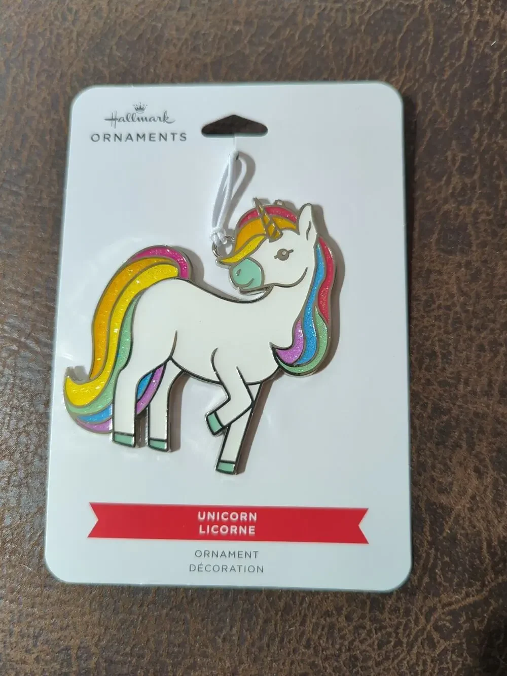 Hallmark Ornaments 2021 Metal Flat Christmas Tree RAINBOW UNICORN - New Enameled